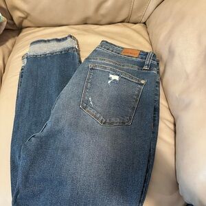 Judy Blue Classic Straight Leg Jeans - Distressed Blue